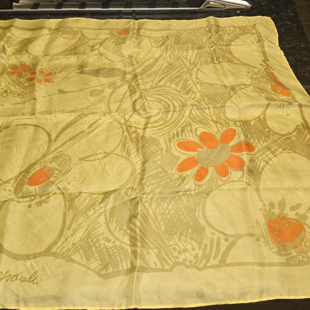 Vintage Floral Yellow and Orange Scarf